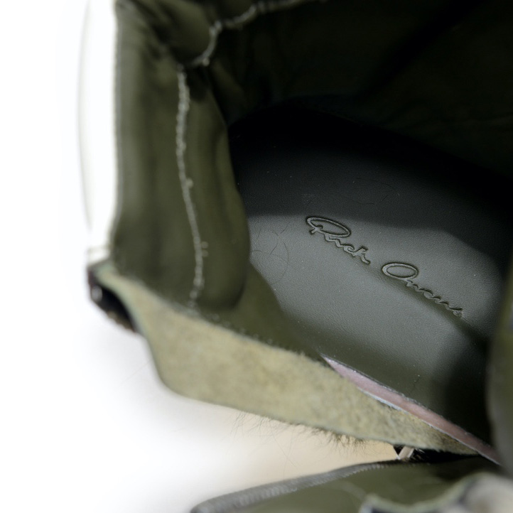 Rick Owens Green Pony Hair High Sneakers - DopestKickz