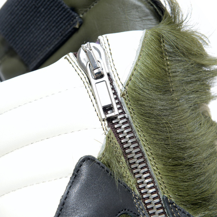 Rick Owens Green Pony Hair High Sneakers - DopestKickz