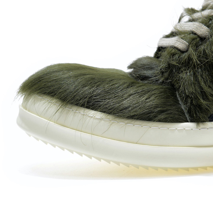 Rick Owens Green Pony Hair High Sneakers - DopestKickz