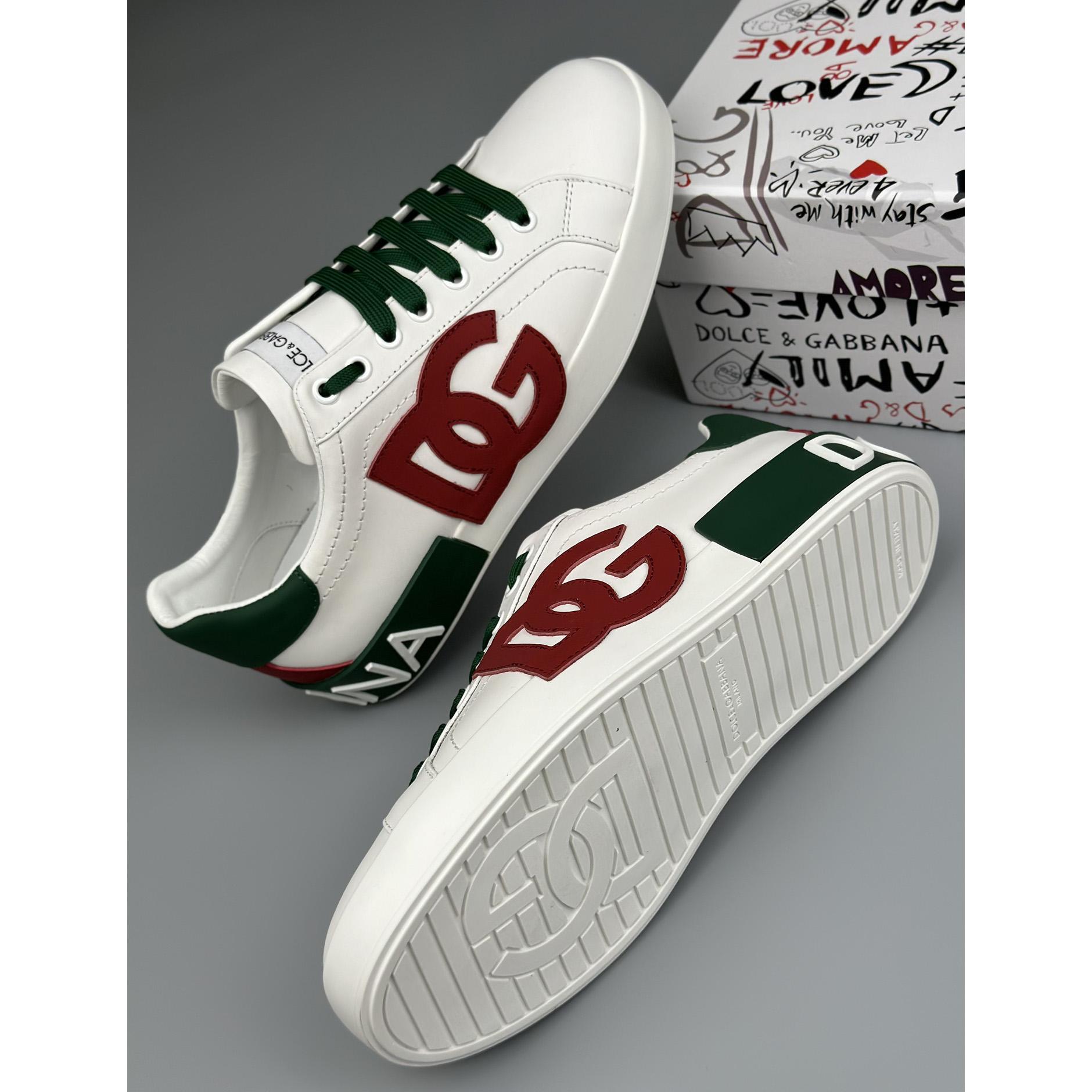 Dolce & Gabbana Calfskin Portofino Sneakers With DG Logo - DopestKickz