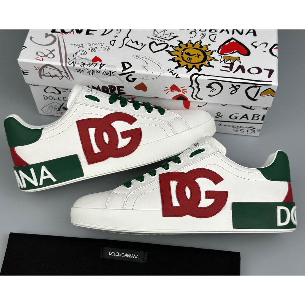 Dolce & Gabbana Calfskin Portofino Sneakers With DG Logo - DopestKickz