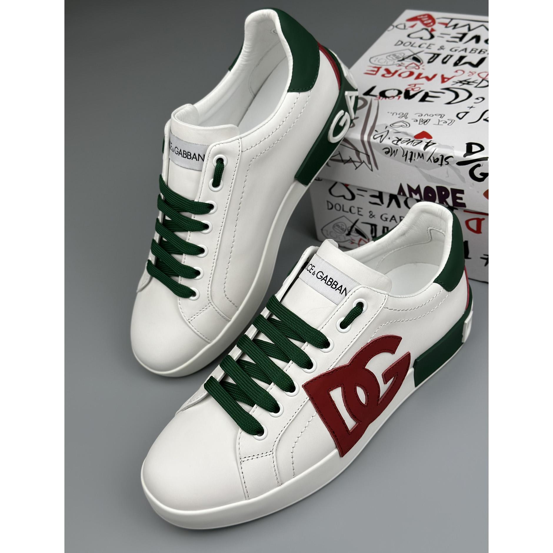 Dolce & Gabbana Calfskin Portofino Sneakers With DG Logo - DopestKickz