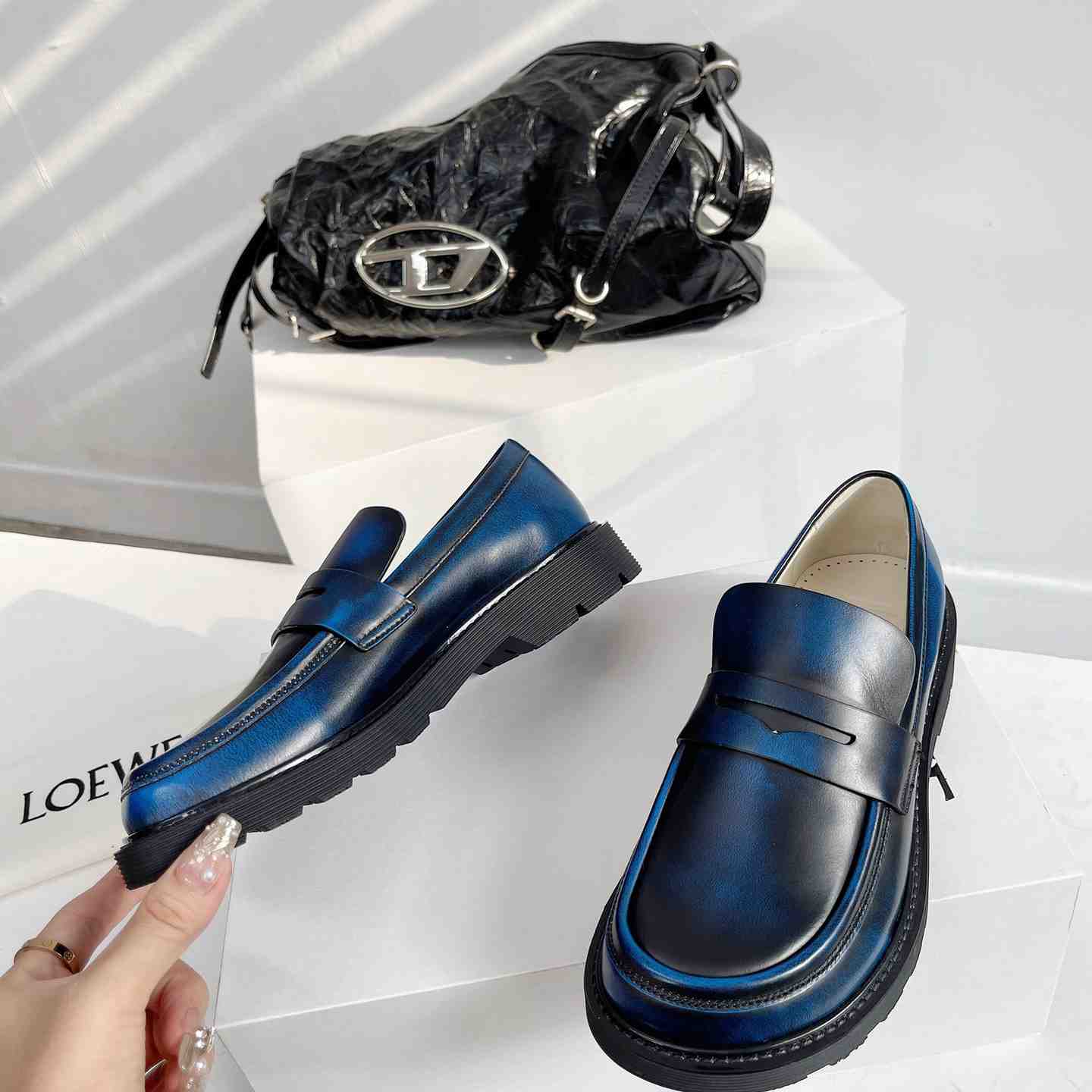 Loewe Blaze Loafer In Bicolour Brushed-off Calfskin - DopestKickz