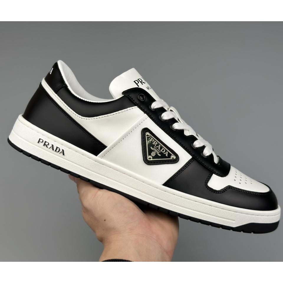 Prada Downtown Perforated Leather Sneakers - DopestKickz