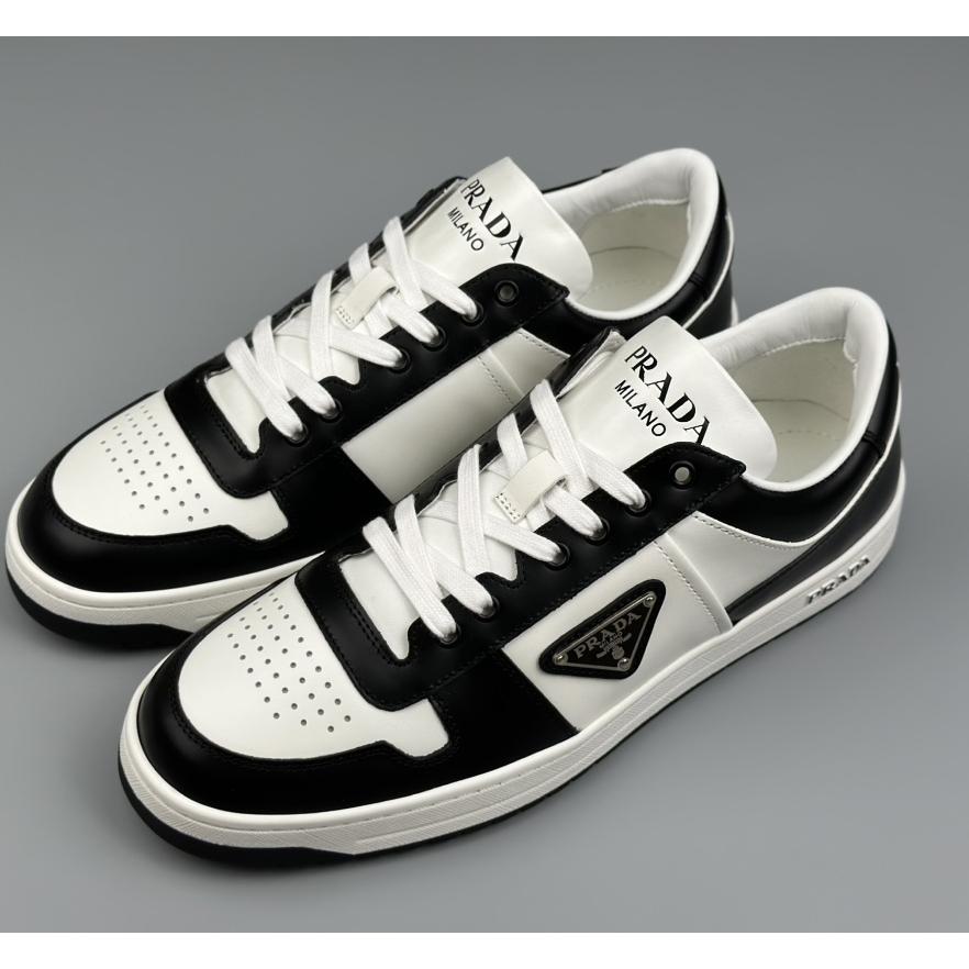 Prada Downtown Perforated Leather Sneakers - DopestKickz