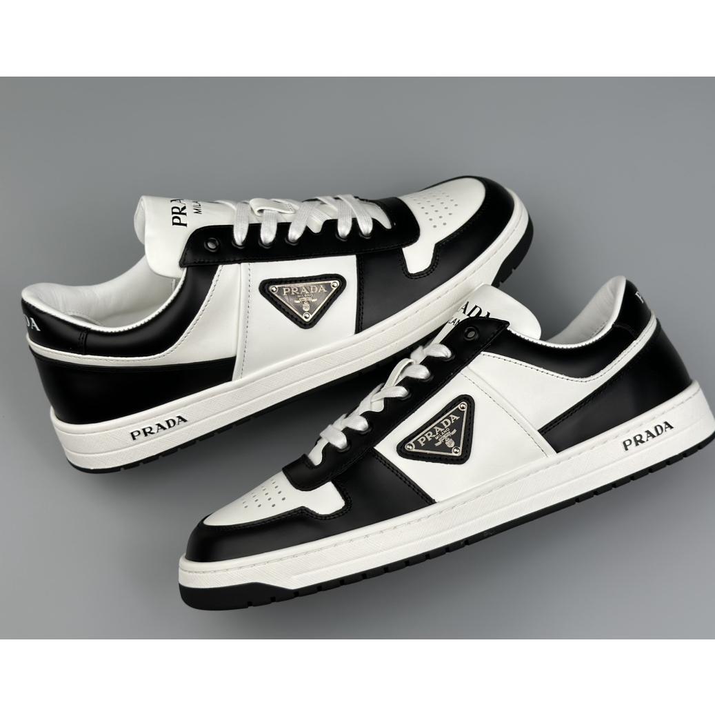 Prada Downtown Perforated Leather Sneakers - DopestKickz