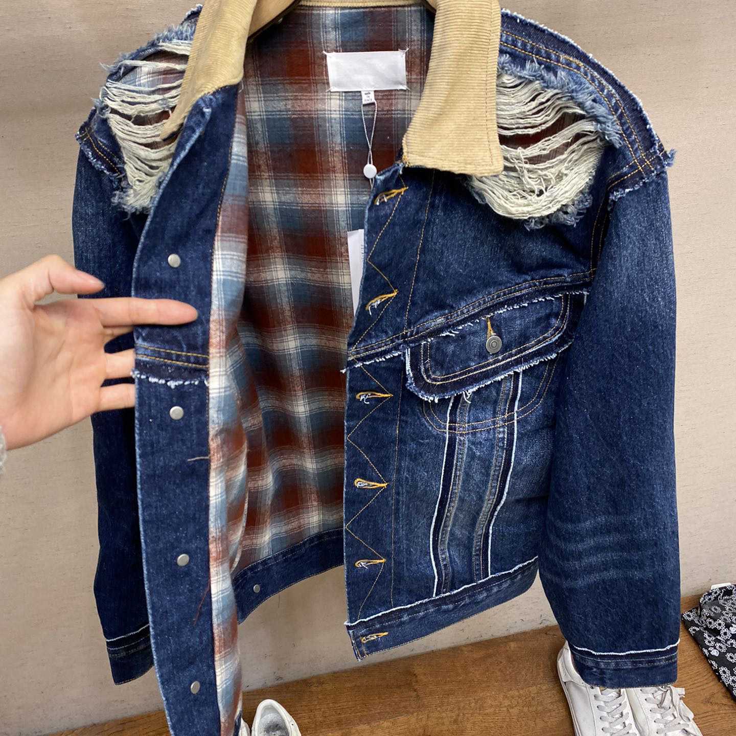 Maison Margiela Ripped-detail Denim Jacket - DopestKickz