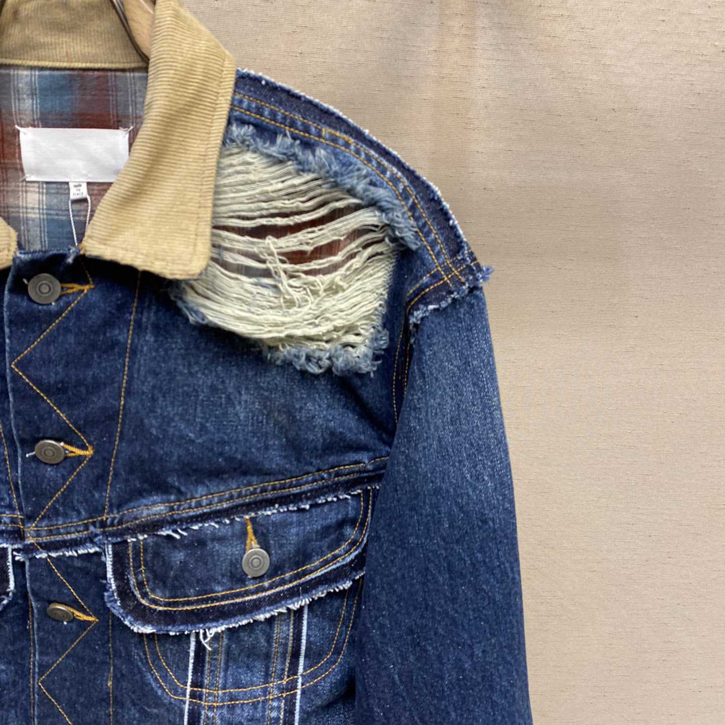 Maison Margiela Ripped-detail Denim Jacket - DopestKickz