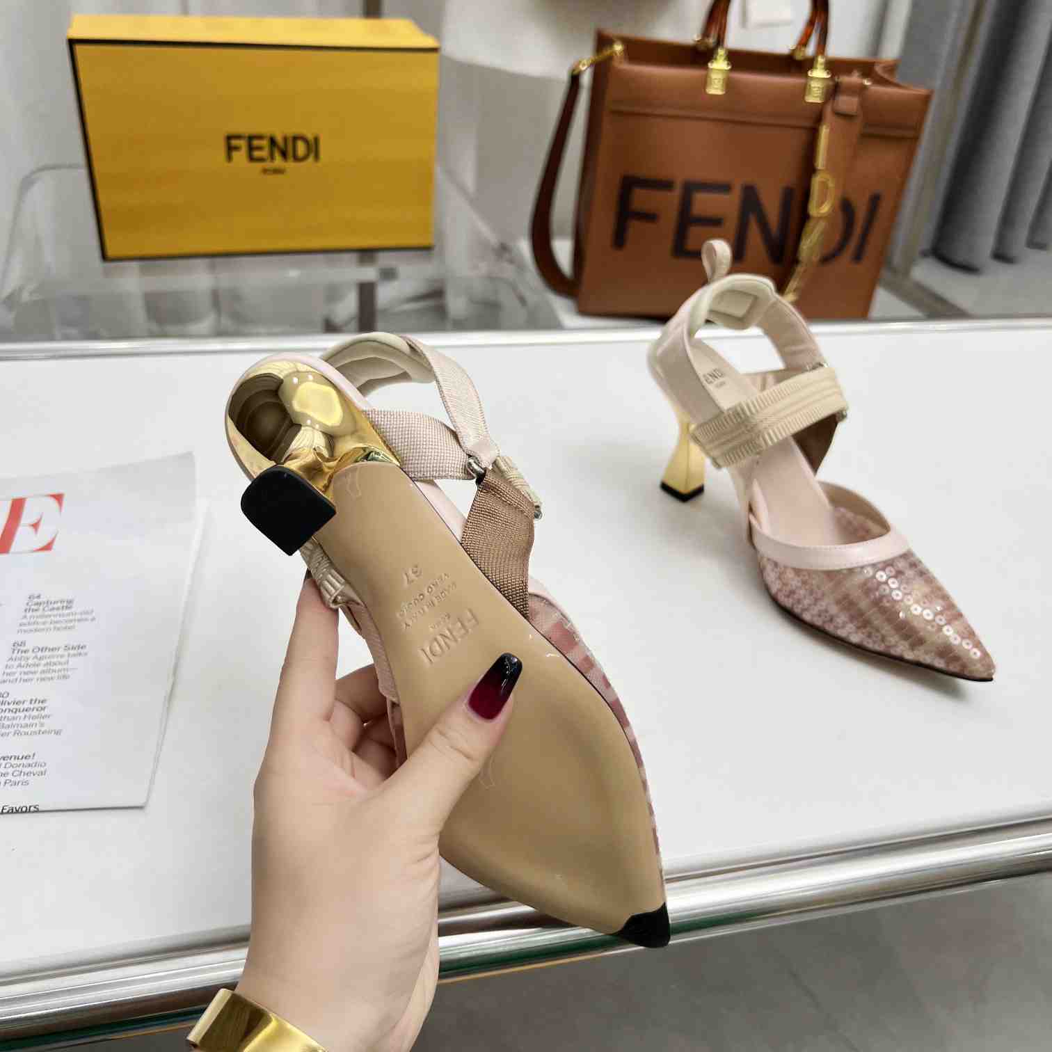 Fendi Colibrì Pink Mesh Medium-heeled Slingbacks - DopestKickz