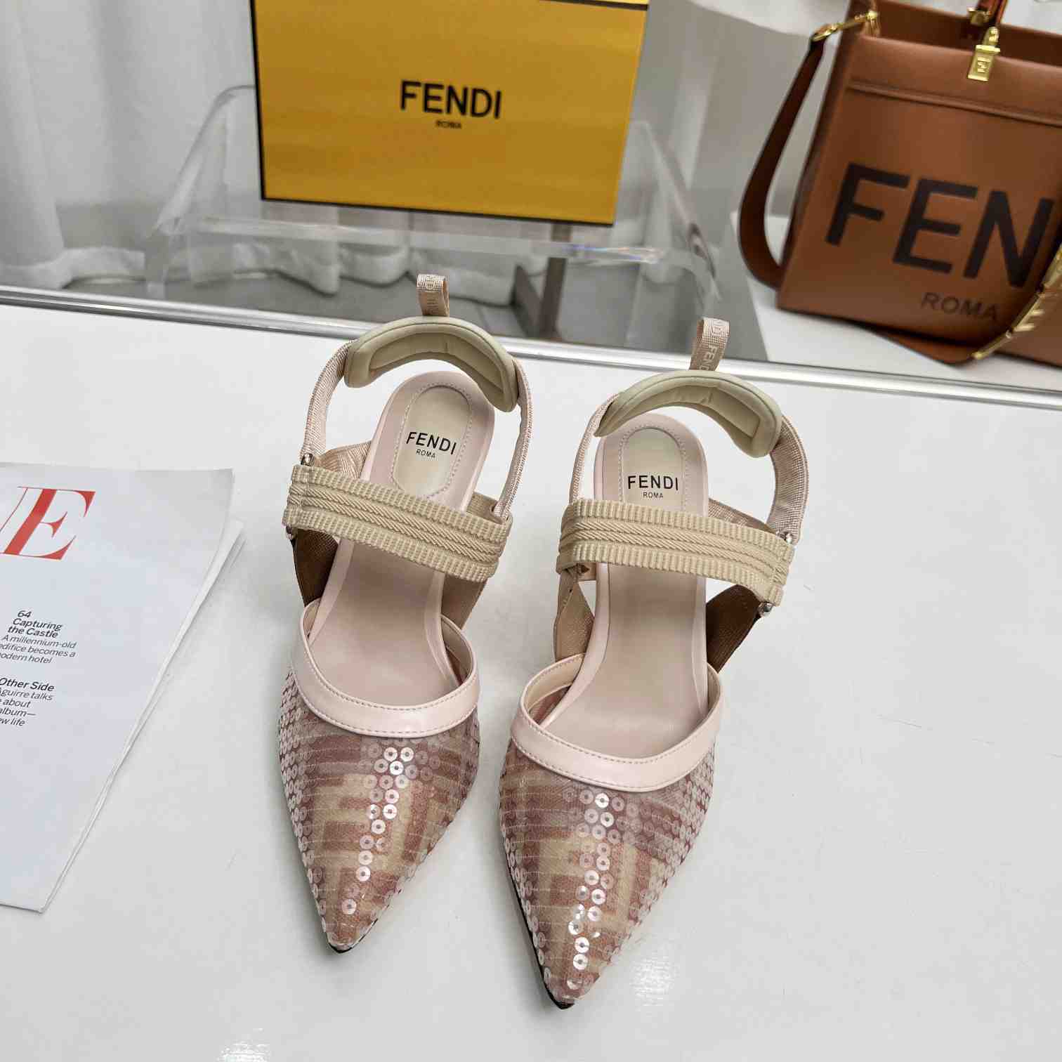 Fendi Colibrì Pink Mesh Medium-heeled Slingbacks - DopestKickz