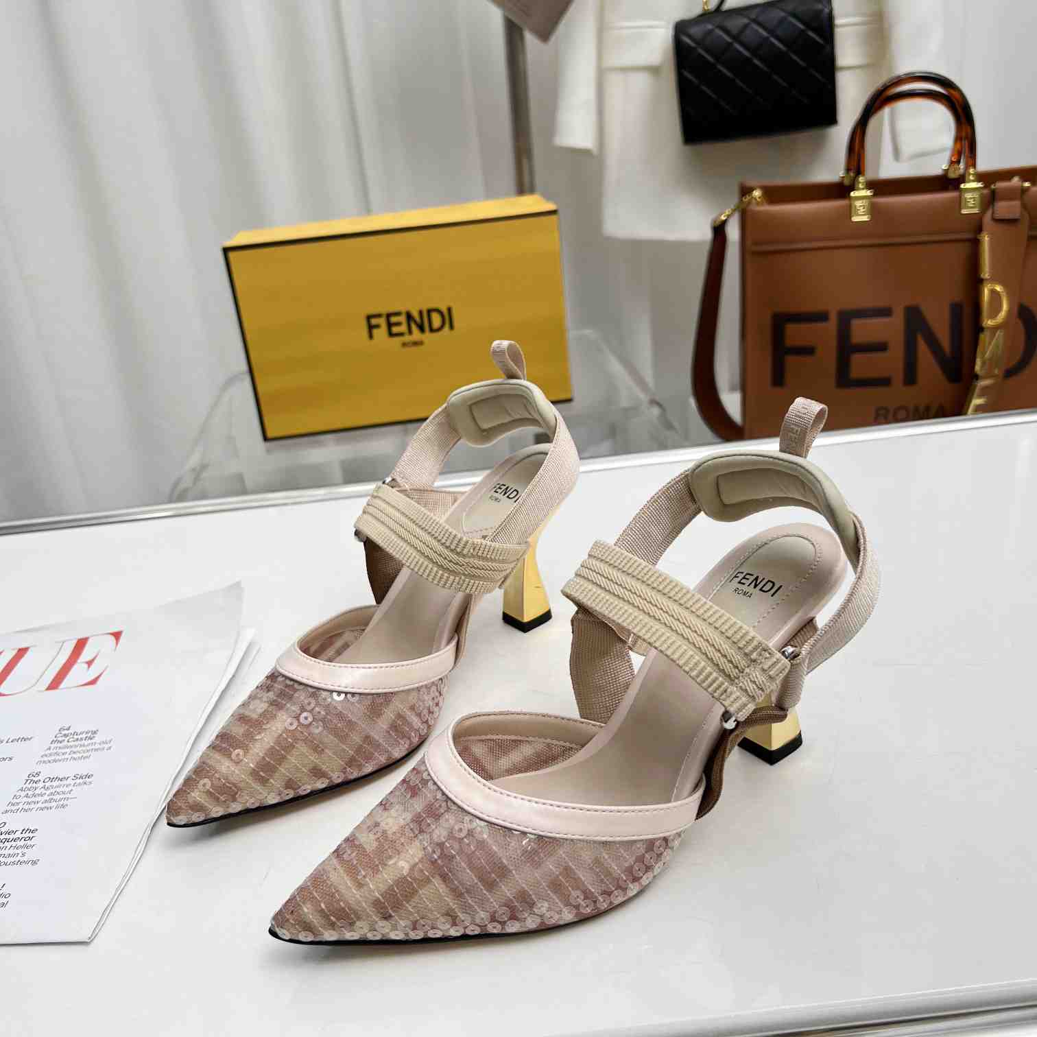 Fendi Colibrì Pink Mesh Medium-heeled Slingbacks - DopestKickz