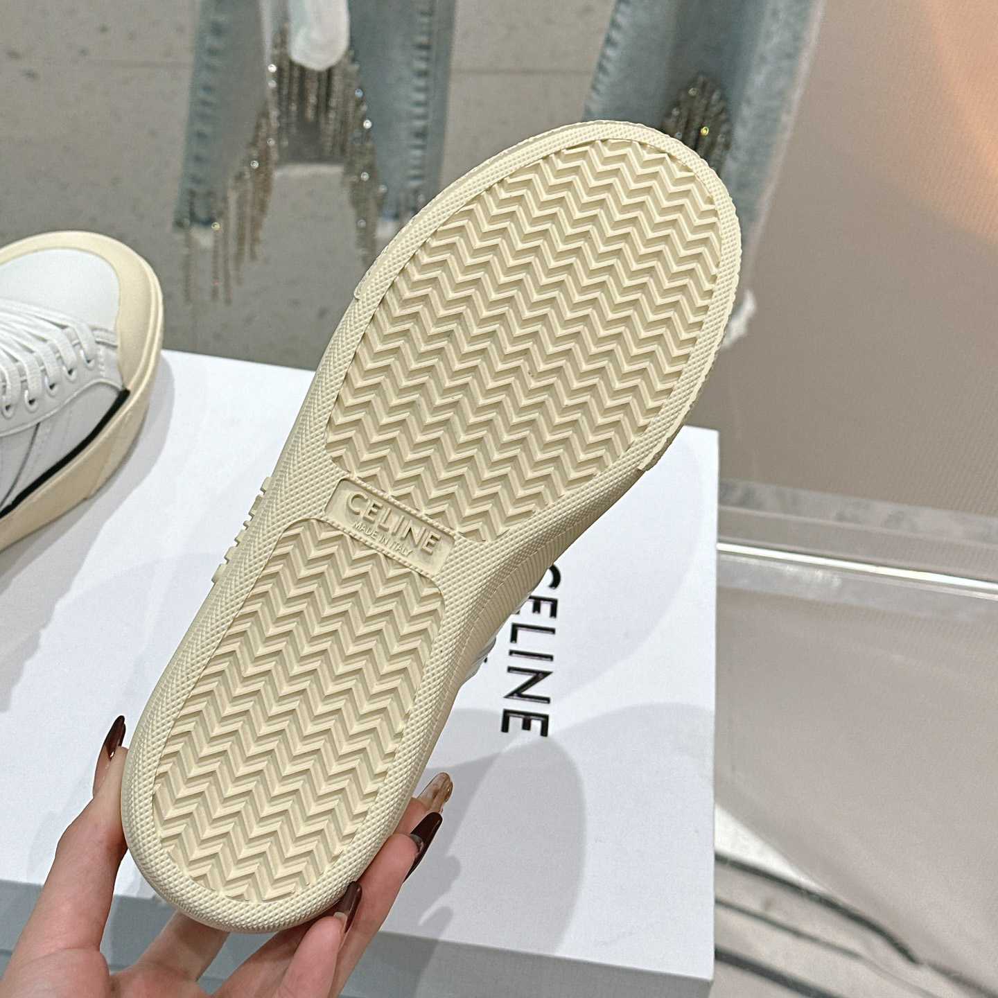 Celine AS-02 Mid Low Lace-up Celine Alan Sneakers With Triomphe Patch In Calfskin - DopestKickz