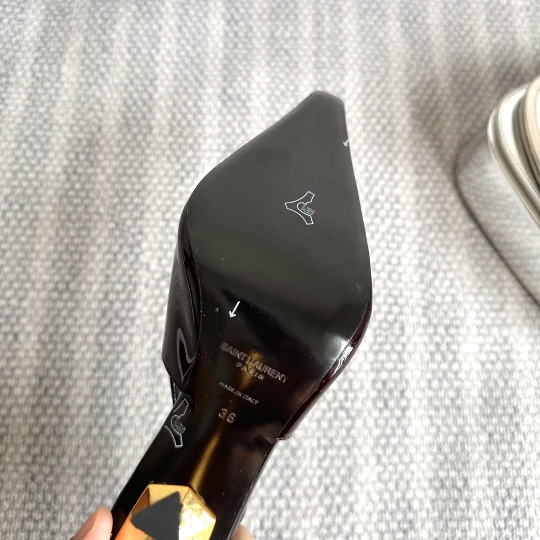 Saint Laurent Lee Slingback Pumps In Patent Leather - DopestKickz