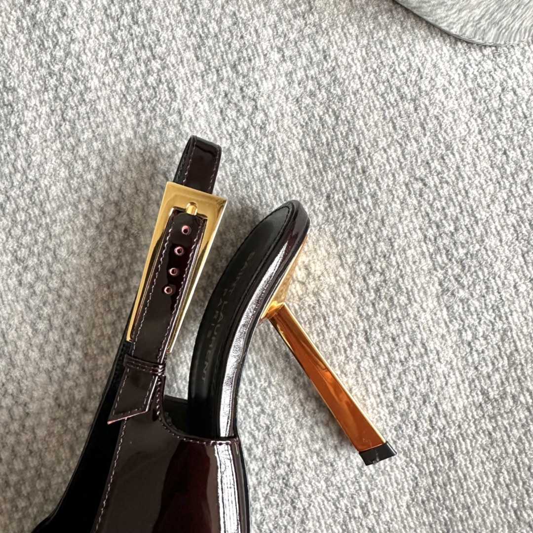Saint Laurent Lee Slingback Pumps In Patent Leather - DopestKickz