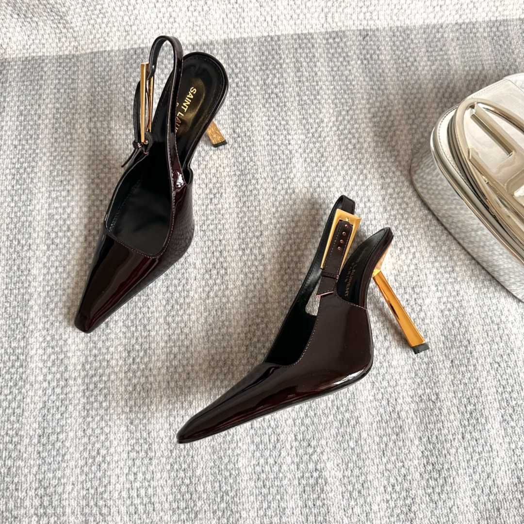 Saint Laurent Lee Slingback Pumps In Patent Leather - DopestKickz