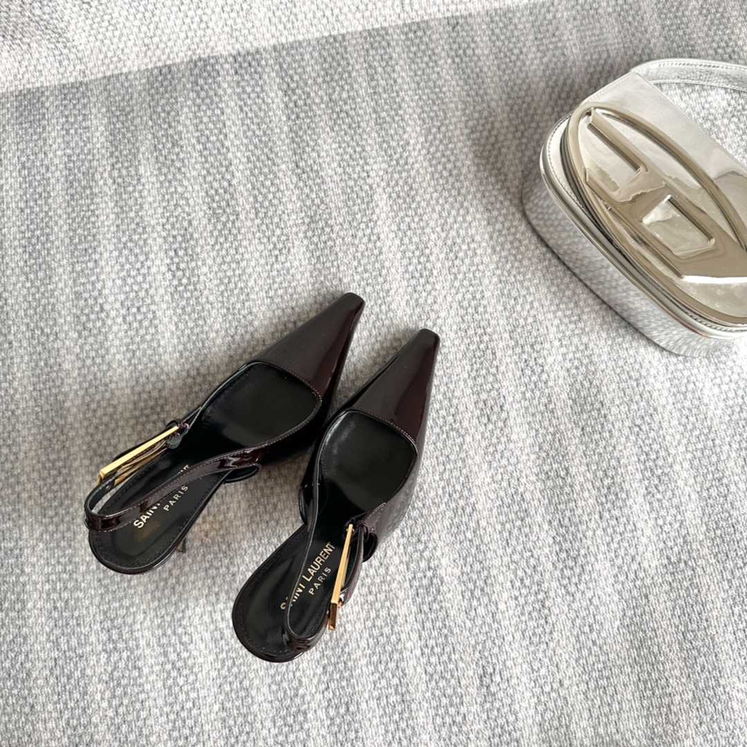 Saint Laurent Lee Slingback Pumps In Patent Leather - DopestKickz