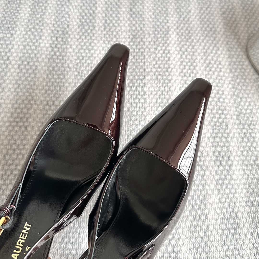 Saint Laurent Lee Slingback Pumps In Patent Leather - DopestKickz
