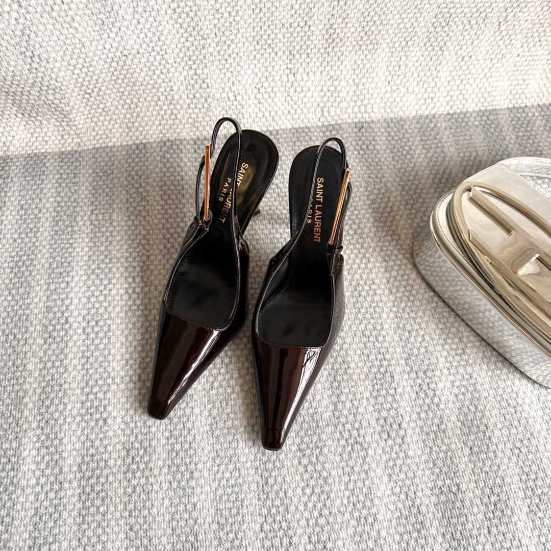 Saint Laurent Lee Slingback Pumps In Patent Leather - DopestKickz