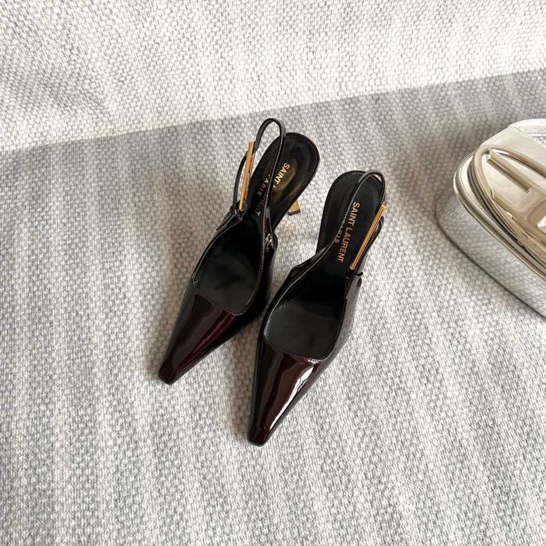 Saint Laurent Lee Slingback Pumps In Patent Leather - DopestKickz