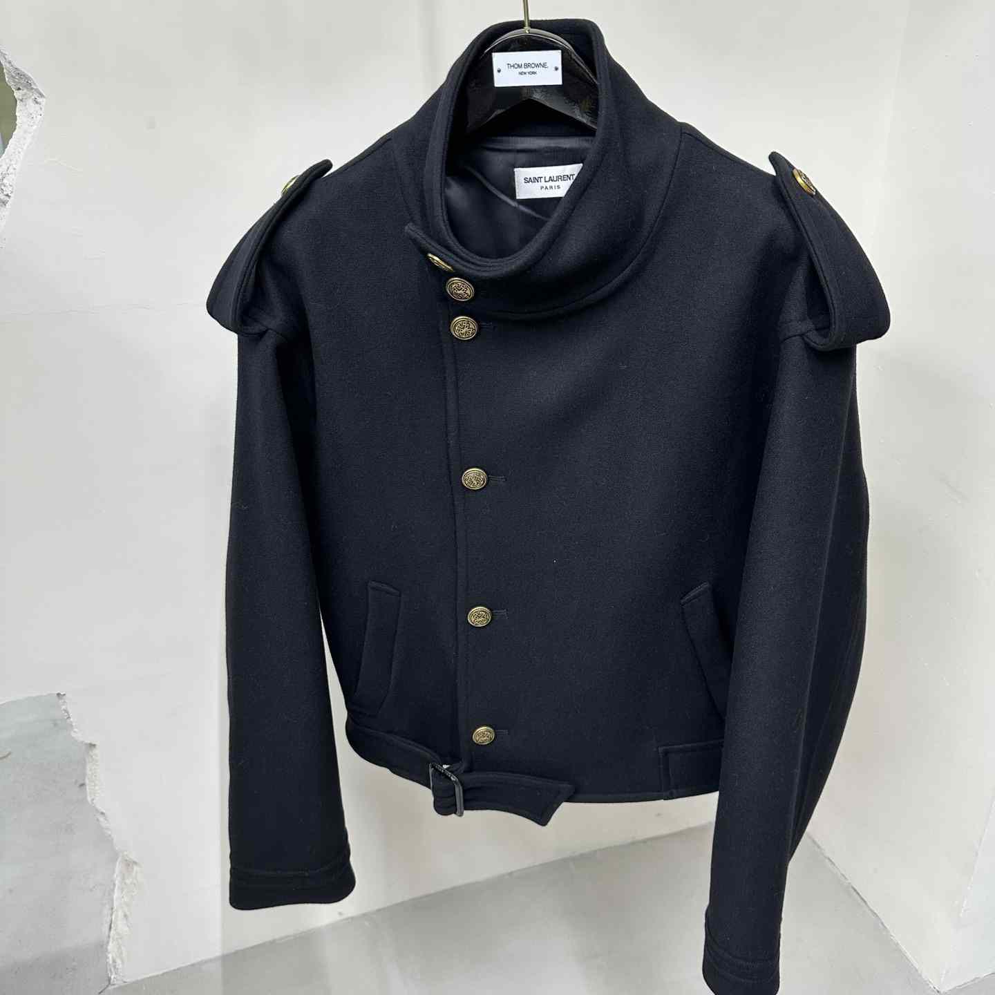 Saint Laurent Button-up Wool Military Jacket - DopestKickz