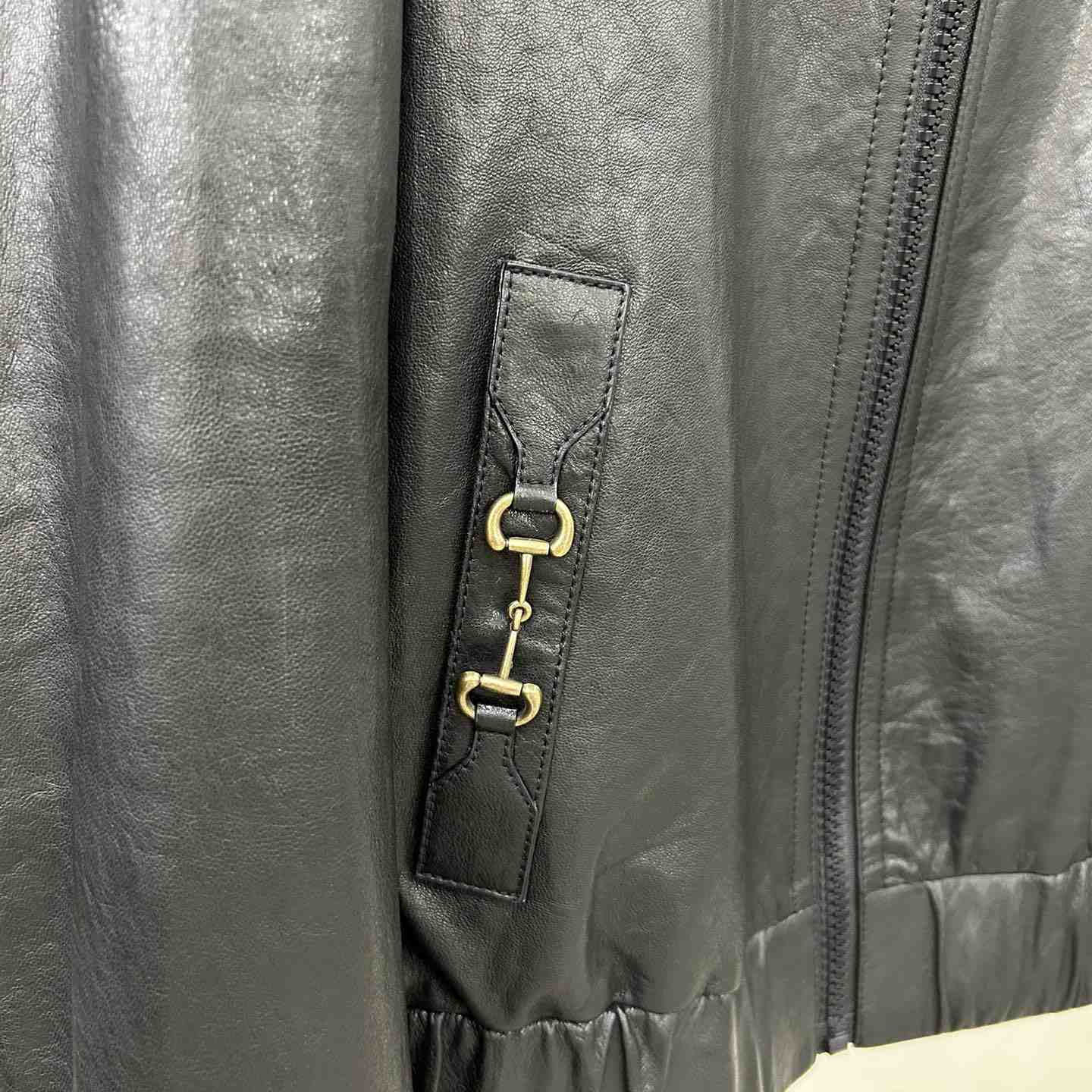 Gucci Leather Bomber Jacket - DopestKickz