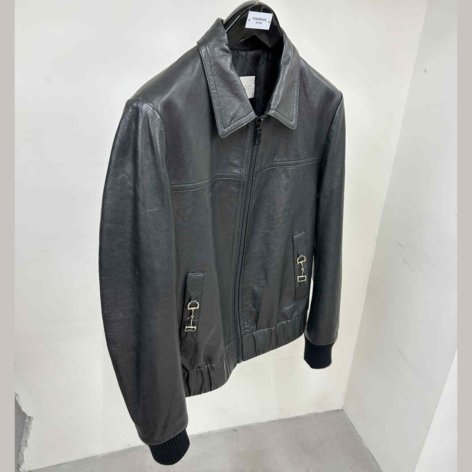 Gucci Leather Bomber Jacket - DopestKickz