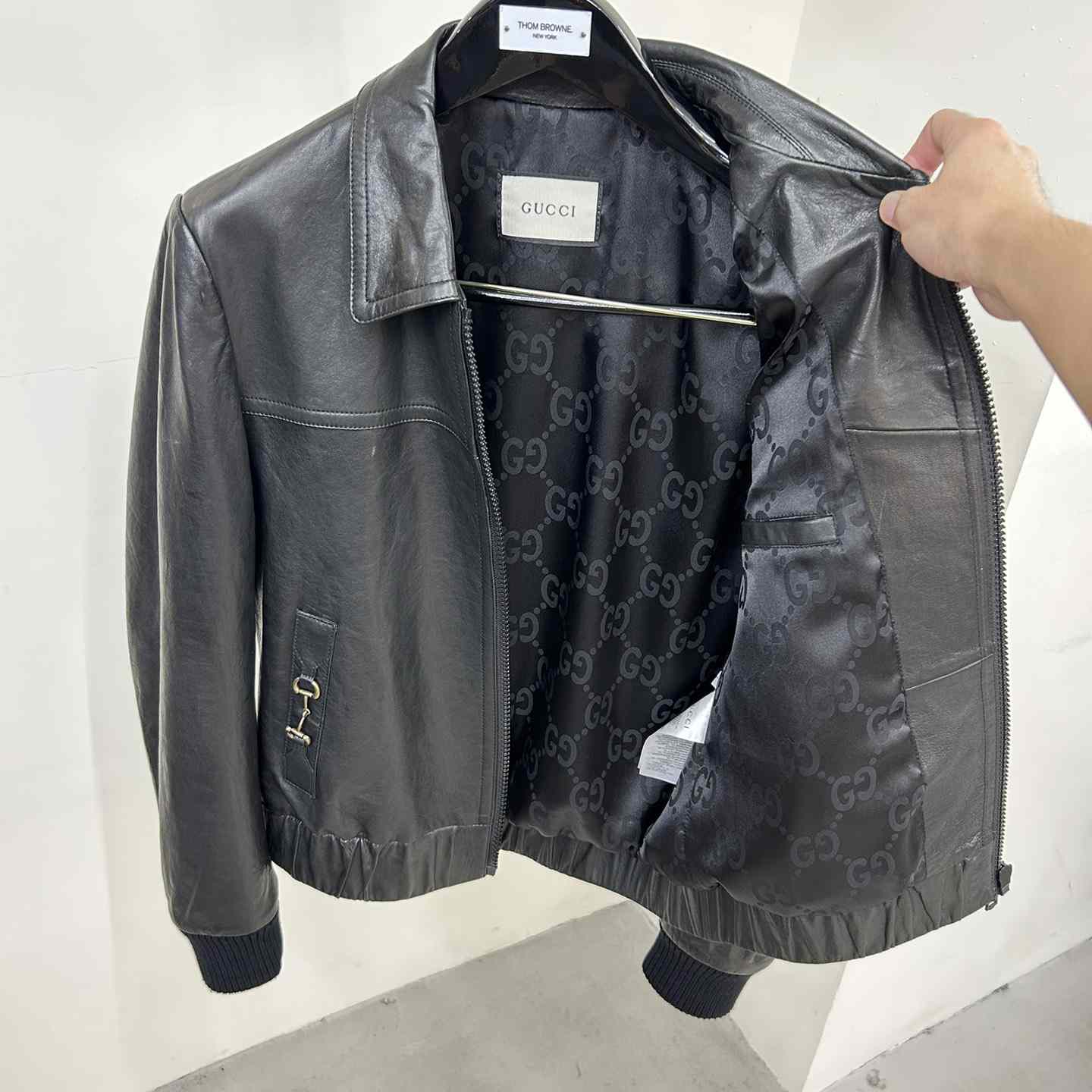 Gucci Leather Bomber Jacket - DopestKickz
