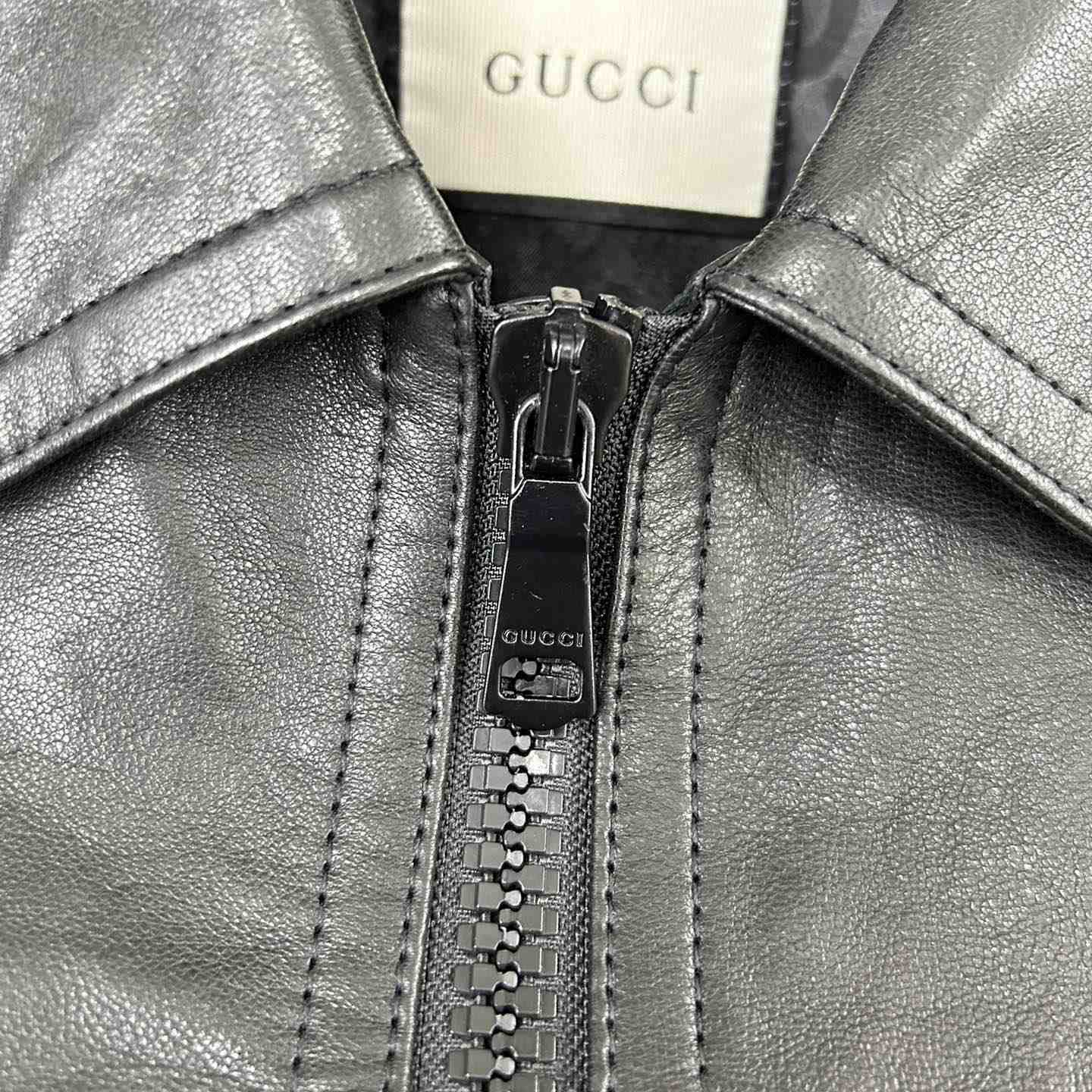 Gucci Leather Bomber Jacket - DopestKickz