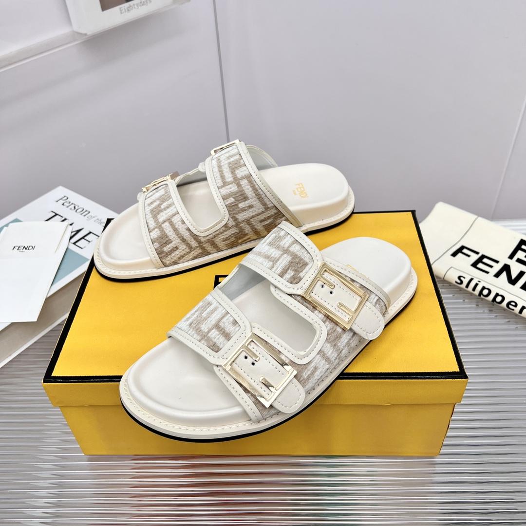 Fendi Feel FF Fabric Slides - DopestKickz