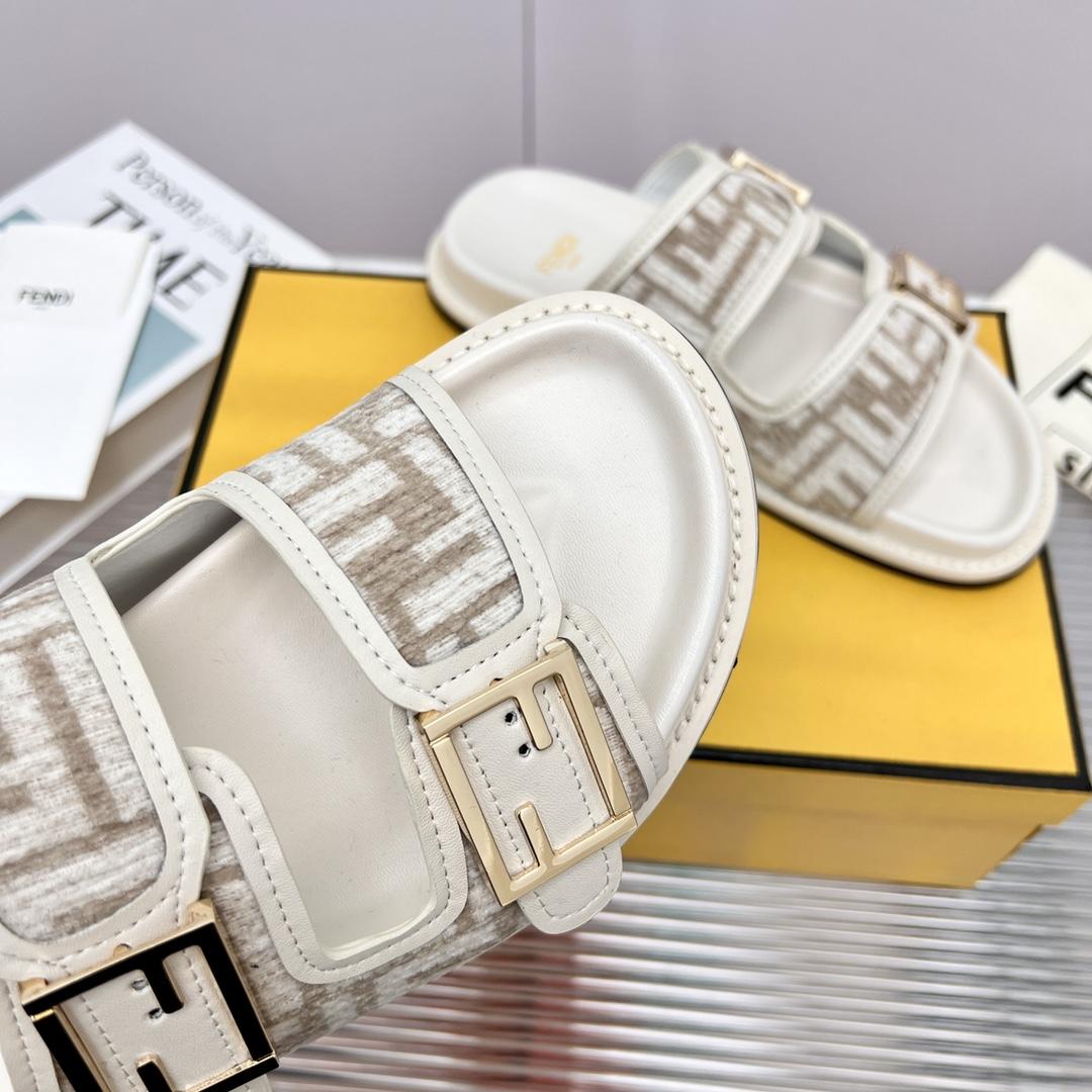 Fendi Feel FF Fabric Slides - DopestKickz