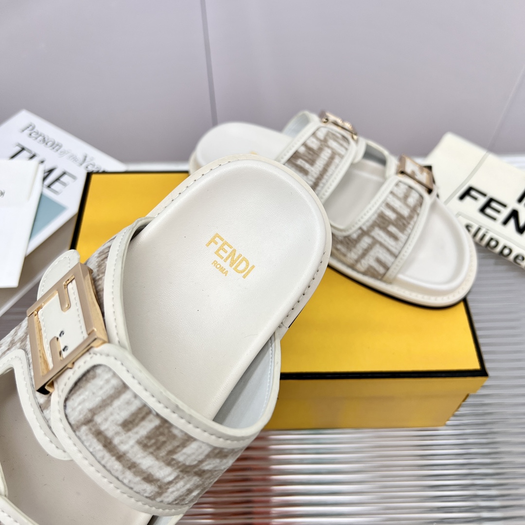 Fendi Feel FF Fabric Slides - DopestKickz
