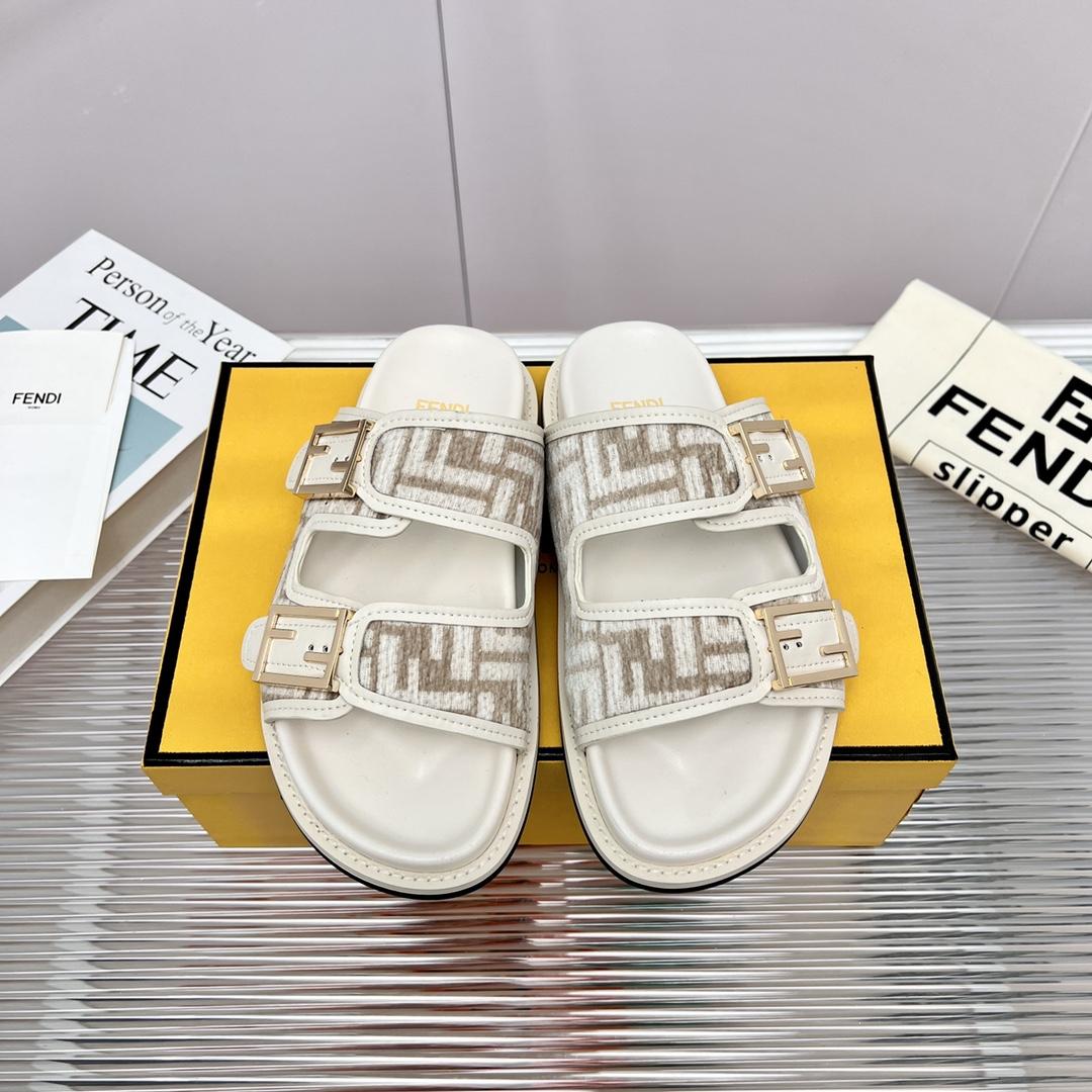 Fendi Feel FF Fabric Slides - DopestKickz