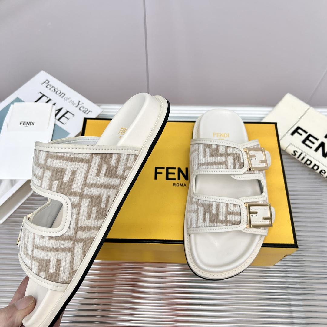 Fendi Feel FF Fabric Slides - DopestKickz