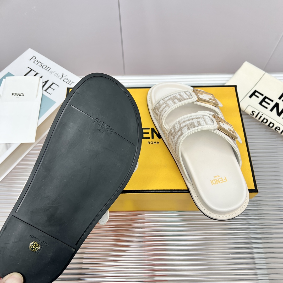 Fendi Feel FF Fabric Slides - DopestKickz