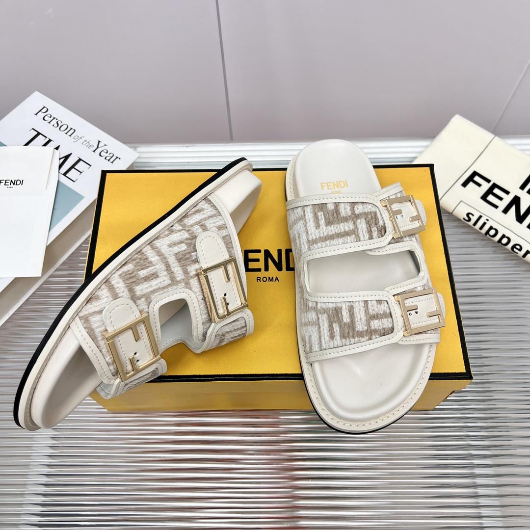 Fendi Feel FF Fabric Slides - DopestKickz