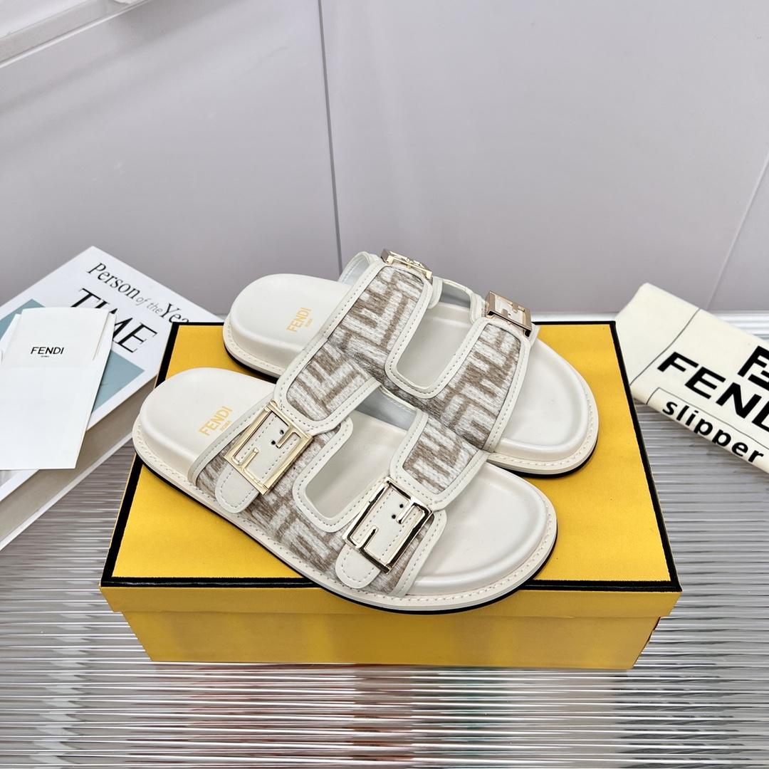 Fendi Feel FF Fabric Slides - DopestKickz