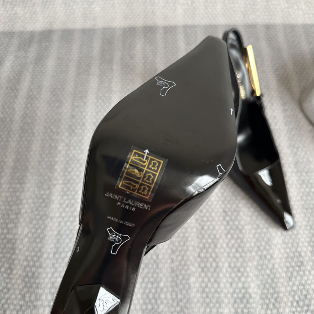 Saint Laurent Lee Slingback Pumps In Patent Leather - DopestKickz