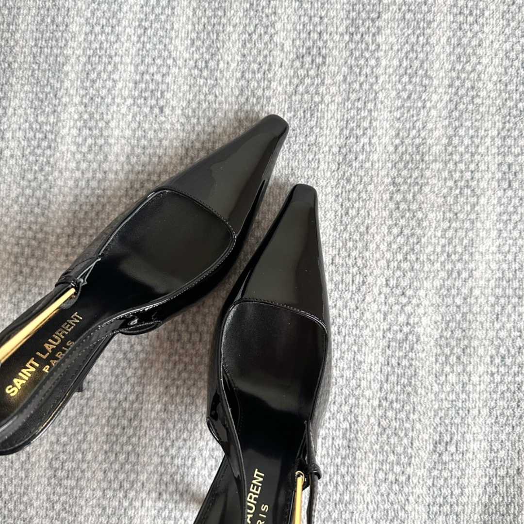 Saint Laurent Lee Slingback Pumps In Patent Leather - DopestKickz