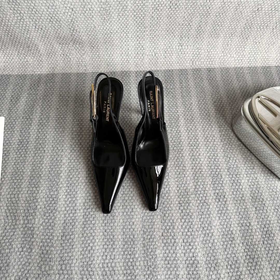Saint Laurent Lee Slingback Pumps In Patent Leather - DopestKickz