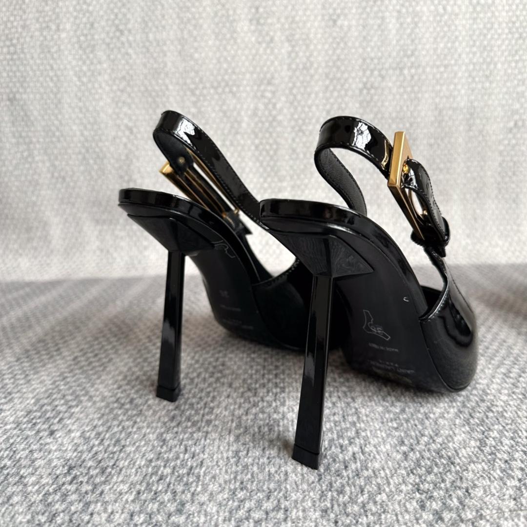 Saint Laurent Lee Slingback Pumps In Patent Leather - DopestKickz