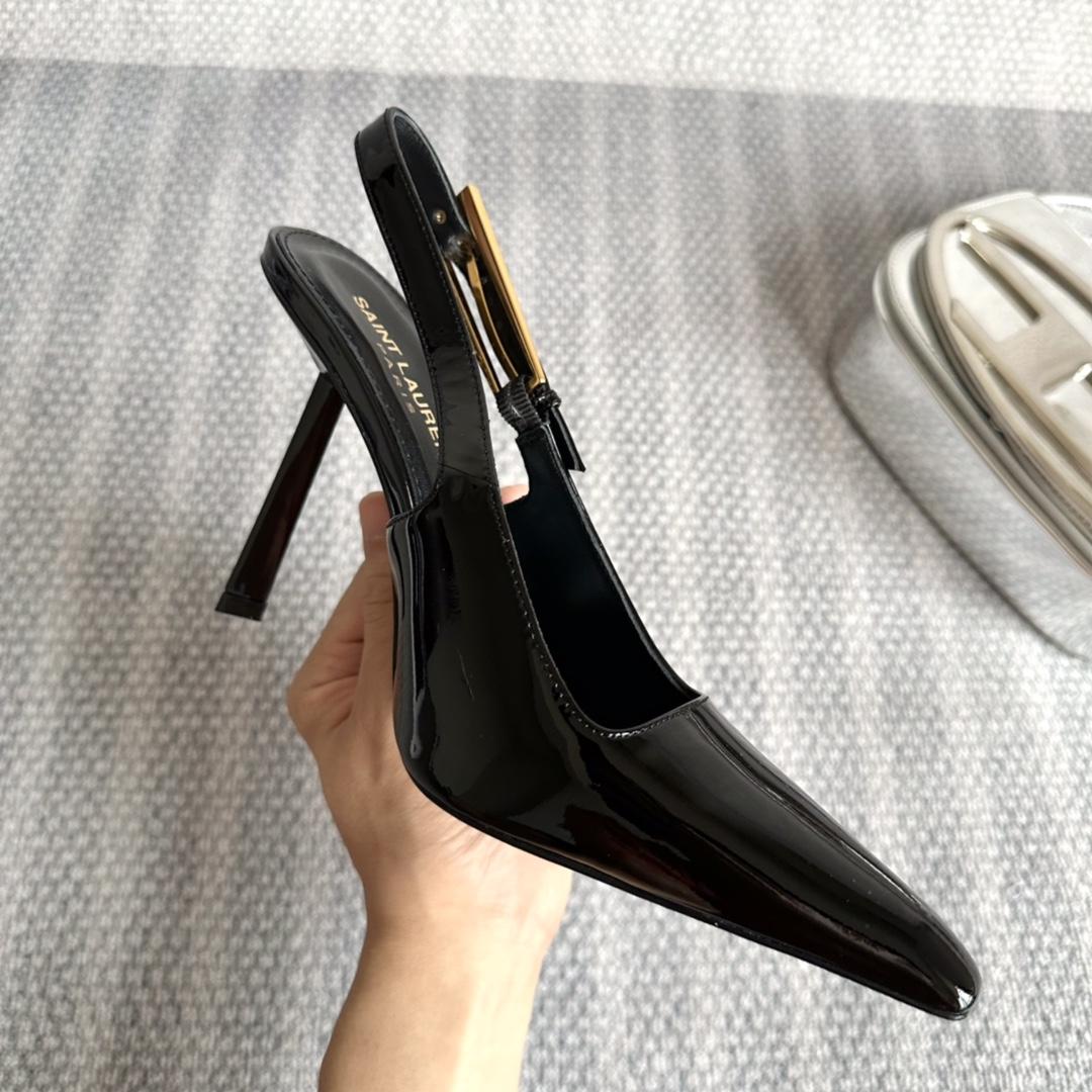 Saint Laurent Lee Slingback Pumps In Patent Leather - DopestKickz