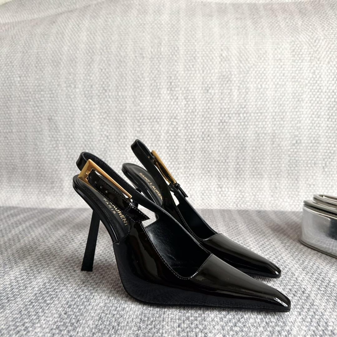 Saint Laurent Lee Slingback Pumps In Patent Leather - DopestKickz