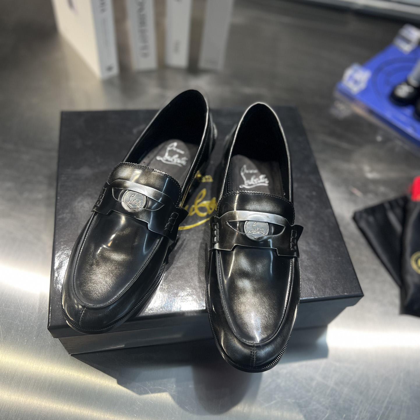 Christian Louboutin Penny Loafers - Calf leather - Silver - DopestKickz