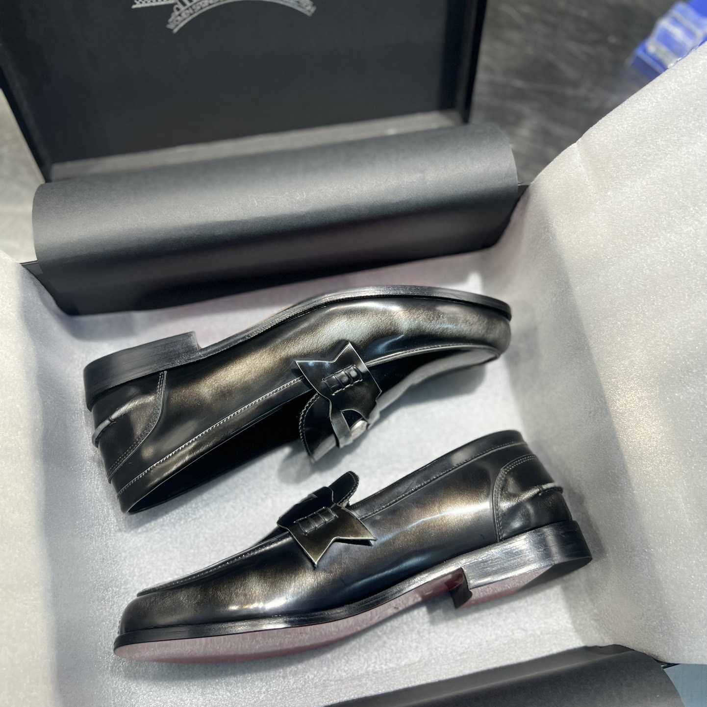 Christian Louboutin Penny Loafers - Calf leather - Silver - DopestKickz