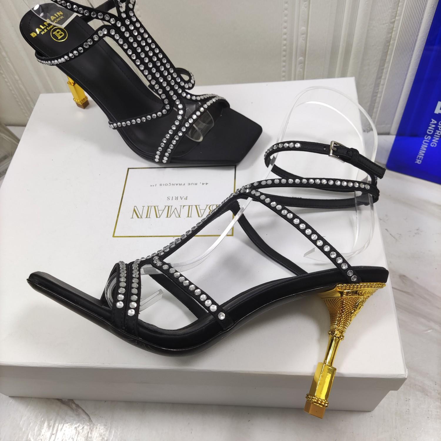 Balmain Moneta 95mm Crystal-embellished Sandals - DopestKickz