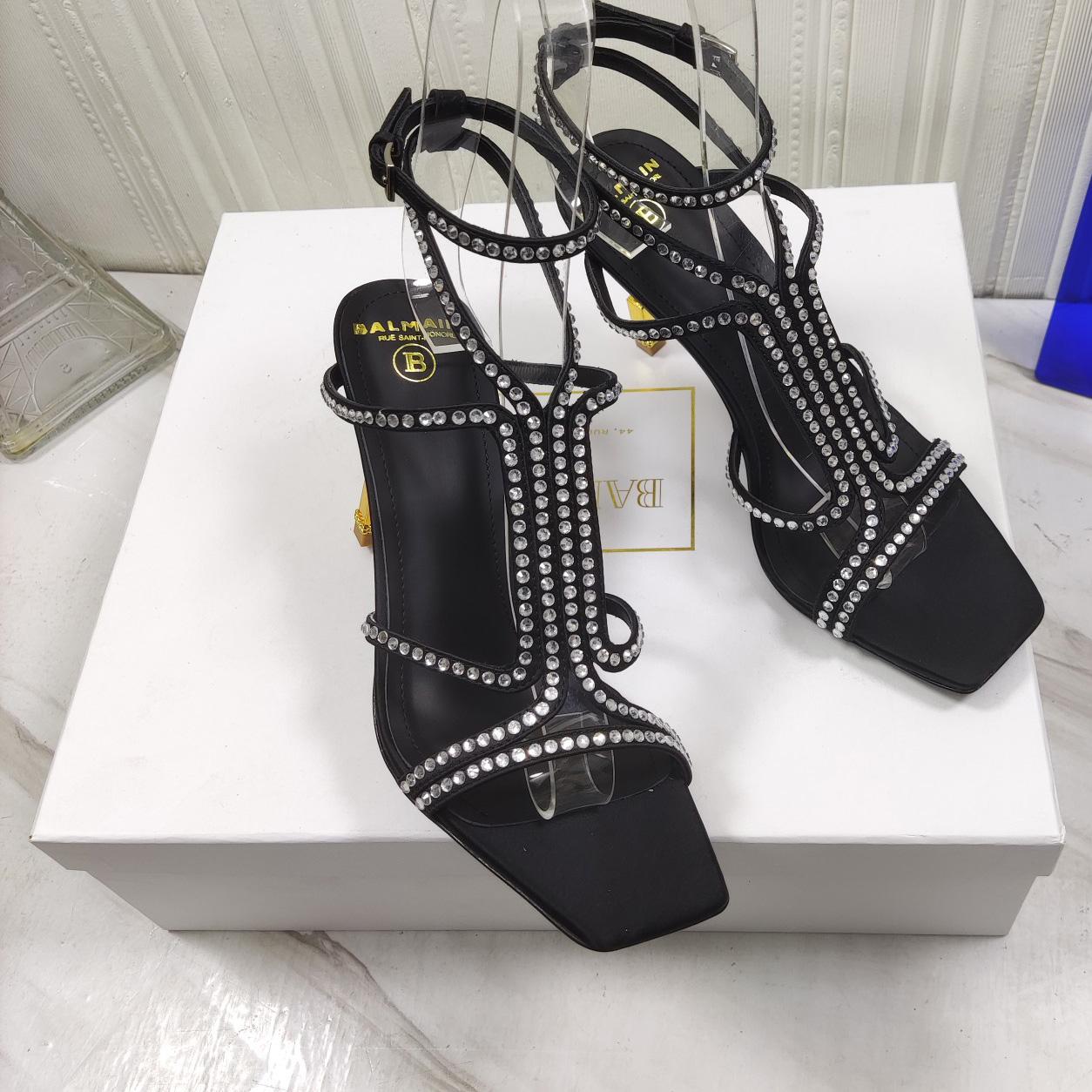 Balmain Moneta 95mm Crystal-embellished Sandals - DopestKickz