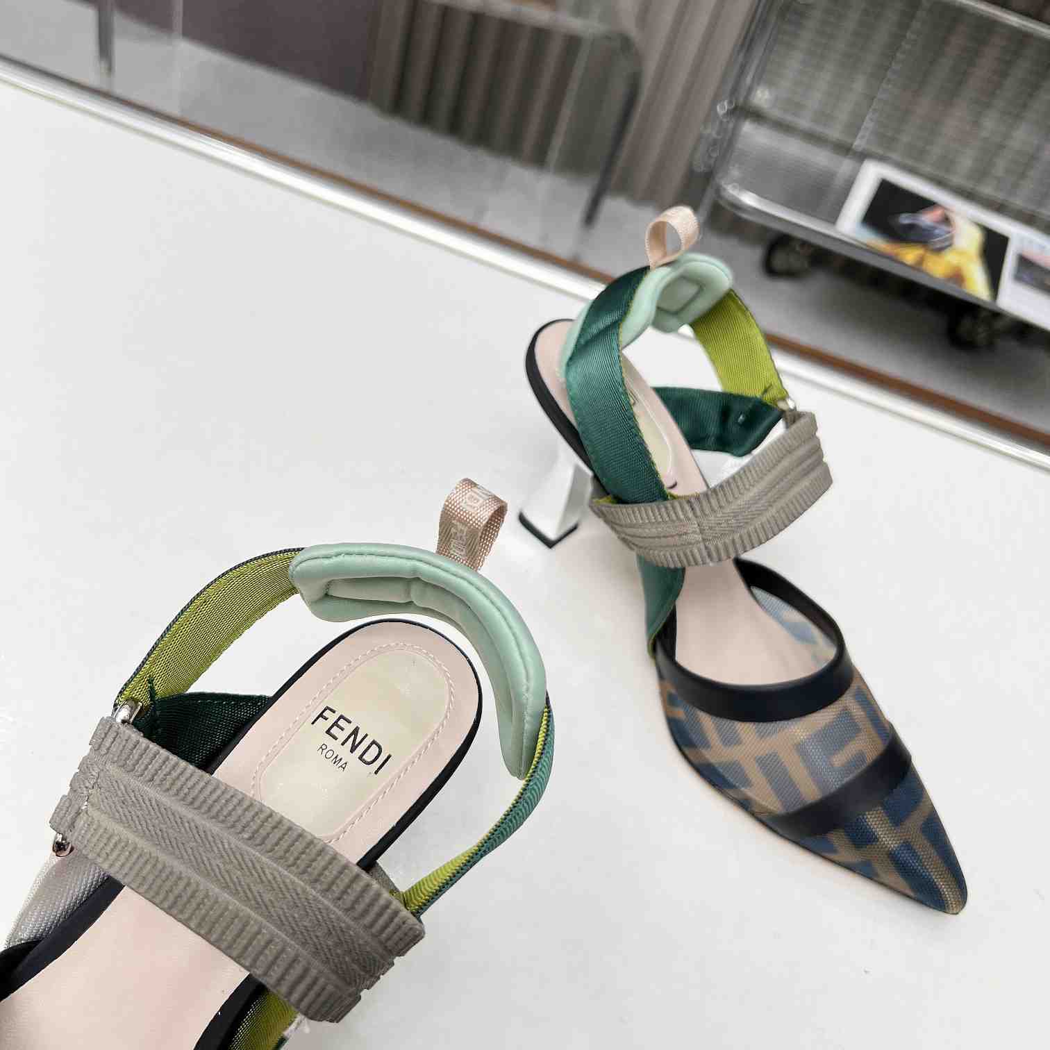 Fendi Colibrì Brown Mesh High-heeled Slingbacks - DopestKickz