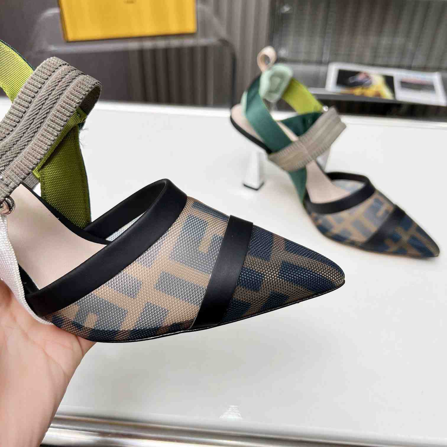 Fendi Colibrì Brown Mesh High-heeled Slingbacks - DopestKickz