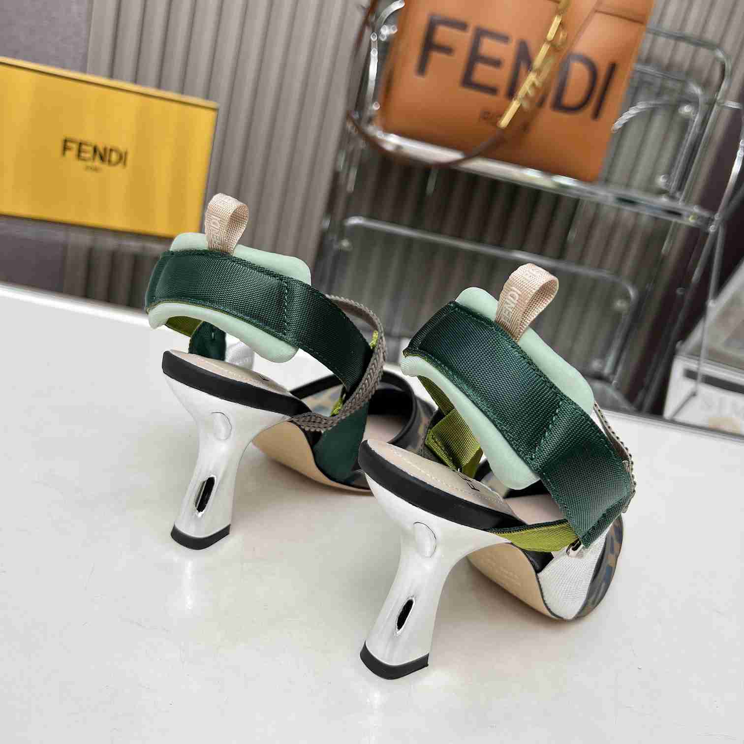 Fendi Colibrì Brown Mesh High-heeled Slingbacks - DopestKickz