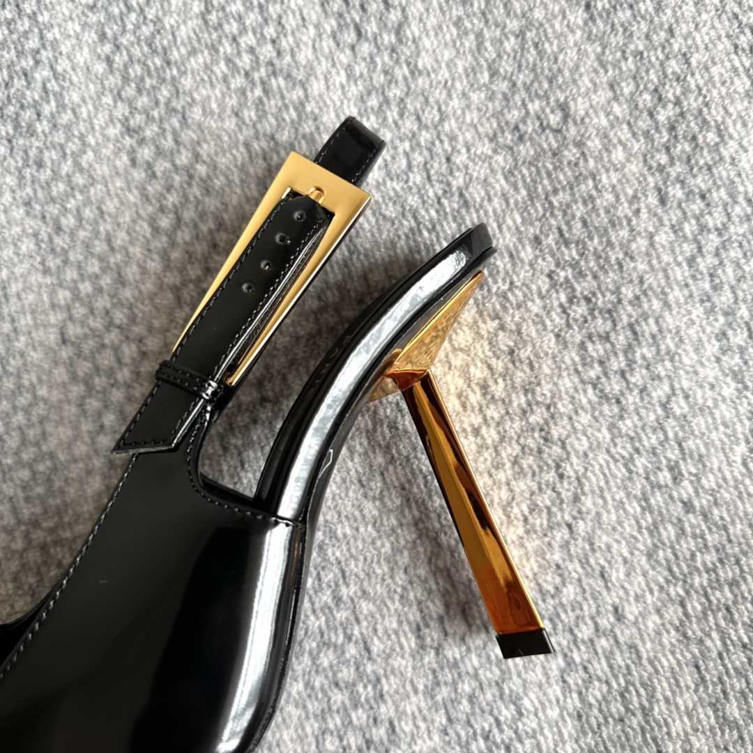 Saint Laurent Lee Slingback Pumps In Glazed Leather - DopestKickz